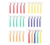 MOPZIJA 25pcs Interdental Brushes, Dental Brushes, L Shape Interdental Brushes, 5 Sizes with Non-Slip Handle, Dental Brushes for Teeth Cleaning Intermediaries (5 Colors)