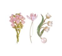 MOPZIJA 3pcs Flower Brooch Lotus Water Lily Enamel Pin Light Purple Safety Pin Women Girls Dress Clothing Accessories Metal Floral Brooch Gold Tone Elegant Jewellery Gift Scarf Brooch