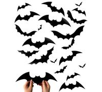 MOPZIJA 81 Pieces Halloween 3D Bat Decoration, Bat Decoration, Wall Stickers in Various Sizes, Scary Black, Removable Bat, DIY Halloween Decoration Set for Window Decoration, Bat