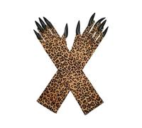 MOPZIJA Women's Elegant Gloves, Halloween Gloves, Leopard Print, Women's Long Gloves 1920s Leopard-Satin-Gloves, Gloves, Gloves, Gatsby Theme Party, Femboy Gloves