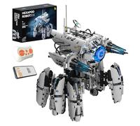 MOQIDI Programmable Hexapod Robot Building Kit STEM SF War Machine 6 Legs Robot Dual Control with App & Remote Control Light Up Cyber Mech Toy for Boys Age 8-12 (1406 Pieces)