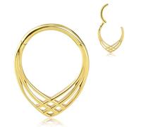 MOQIKAKA 16g 8mm/10mm Surgical Steel Unique Teardrop Septum Nose Rings Hoop, Nose Lips Helix Cartilage Clicker Hoop Earrings Daith Piercing Jewelry for Women Men, 16g 10mm, Stainless Steel, no