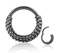 MOQIKAKA 16G Hinged Nose Rings Hoops: 316L Surgical Steel Septum Rings Hoops, Hinged Segment Nose Lips Helix Cartilage Clicker Hoop Earrings,Rook Daith Tragus Piercing Rings for Women Men 8mm, 16g 8mm