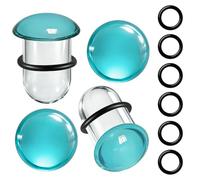 MOQIKAKA 2Pairs 14G-00g Pyrex Glass Dead Stretching Kit Ear Gauges, Single Flare Glass Stretching Plugs with O-Rings, 0.5mm Increment Ear Stretching Kit, Glass Ear Tunnels Gauges for Women Men, 00g