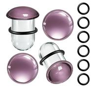 MOQIKAKA 2Pairs 14G-00g Pyrex Glass Dead Stretching Kit Ear Gauges, Single Flare Glass Stretching Plugs with O-Rings, 0.5mm Increment Ear Stretching Kit, Glass Ear Tunnels Gauges for Women Men, 5g