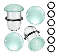 MOQIKAKA 2Pairs 14G-00g Pyrex Glass Dead Stretching Kit Ear Gauges, Single Flare Glass Stretching Plugs with O-Rings, 0.5mm Increment Ear Stretching Kit, Glass Ear Tunnels Gauges for Women Men, 5g