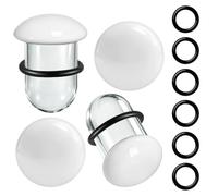 MOQIKAKA 2Pairs 14G-00g Pyrex Glass Dead Stretching Kit Ear Gauges, Single Flare Glass Stretching Plugs with O-Rings, 0.5mm Increment Ear Stretching Kit, Glass Ear Tunnels Gauges for Women Men, 6g