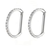 MOQIKAKA 2PCS 16g D Shape Nose Rings - Surgical Steel Septum Ring Cartilage Clicker Helix Conch Piercing Earrings with Cubic Zirconia for Women Men, 16g 10mm, Stainless Steel, no gemstone
