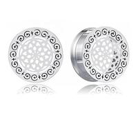 MOQIKAKA 2PCS Silver Elegant Ear Gauges Plugs Tunnels, Hypoallergenic 316 Stainless Steel Plugs Tunels Gauges for Stretched Ears 14mm/9/16 Body Piercing Jewelry for Women Men