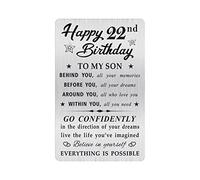 MOQIYXL 22nd Birthday Card for Son, 22 Year Old Gifts for Son Engraved Wallet Card