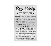 MOQIYXL Son Birthday Card - Son's Birthday Greeting Card - Silver Engraved Wallet Card