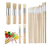 Moqqeu 18 PCS Wooden Stencil Brushes Template Art Paint Brushes Painting for Acrylic Oil Watercolor Art Painting DIY Crafts