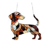 Moqqeu Dachshund Dog Glass Window Hanging Ornament 9CM