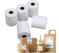 Moqra BPA Free Sticky Thermal Receipt Paper Rolls (80mm) 3 1/8" x 170' 6 Rolls- Removable Label Compatible with TM-L90ii and Other linerless Label Printers. Works with POS Systems (6 Rolls/Box)