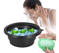 MOQRUAO Face Bowl for Ice with Built-in Ice Tray - Collapsible Silicone Facial Ice Bath Bowl for Cold Plunge Therapy, Skin Tightening & Acne Relief - Black Portable Spa Tool for Home & Travel (Black)