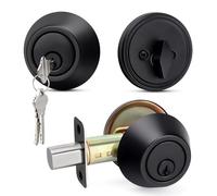 Moquin Deadbolt Lock for Exterior Door, Single Cylinder Deadbolt with Key, One-Sided Deadbolt Lock, Matte Black