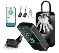 Moquin Smart Lock Box for House Keys, Fingerprint Lockbox Bluetooth Key Box with 5 Unlock Ways Fingerprint, Tuya App Control, Access Card, Passcodes, Manual Key for Airbnb & Home & Office & Garage