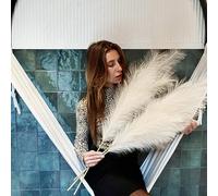MORA Artificial Pampas Grass | Faux Large 100cm Plant White Fluffy | 3 PCS Tall Long Stem Decoration No Vase | Fake Dried Grass Ornaments for Home Wedding Boho Modern Rustic Decor