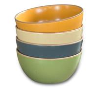 Mora Ceramic Artisan Matte Bowls For Kitchen 28oz - Bowl Set of 4 - For Cereal, Salad, Pasta, Soup, Dessert etc - Dishwasher, Microwave, and Oven Safe - For Breakfast, Lunch and Dinner - Safari Colors
