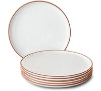Mora Ceramic Dinner Plates Set of 6, 10 inch Dish Set - Microwave, Oven, and Dishwasher Safe, Scratch Resistant, Modern Rustic Dinnerware- Kitchen Porcelain Serving Dishes - Vanilla White