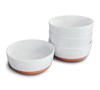 Mora Ceramic Flat Bowls Set of 4-25 oz- For Soup, Salad, Rice, Cereal, Breakfast, Dinner, Serving, Oatmeal, etc - Microwave, Dishwasher and Oven Safe Porcelain Bowl for Eating and Kitchen - Vanilla