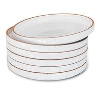 Mora Ceramic Flat Plates Set of 6-8 in - The Dessert, Salad, Appetizer, Small Lunch, etc Plate. Microwave, Oven, and Dishwasher Safe, Scratch Resistant. Kitchen Porcelain Dish - Vanilla White