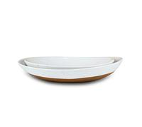 Mora Ceramic Large Serving Bowls- Set of 2 Oval Platters for Entertaining. Modern Kitchen Dishes for Dinner, Fruit, Salad, Turkey, etc. Oven, Dishwasher Safe, 55/35 oz, 13.5" / 11.8" - Vanilla White