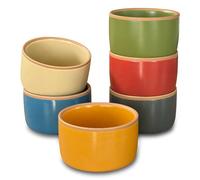 Mora Ceramic Ramekins - 6oz, Set of 6 - Small Oven Safe Baking Dishes/Cups - For Personal Pudding, Creme Brulee, Souffle, Serving Dip, Custard, Ice Cream - Single Mini Bowls - Artisan Colors