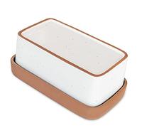 Mora Ceramic Two-in-One Butter Dish with Lid, Covered Butter Crock Container to Leave on Countertop - Large Storage Keeper/Holder for Kitchen, Gifts for Her, Butter Tray For Counter - Vanilla White