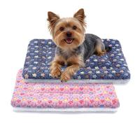 MORA PETS 2 Pack Small Dog Bed 24 Inch Reversible Pet Mat for Dogs & Cats | Soft Fleece Kitten Cushion with Star Pattern, Flat Cat Blanket Mat for Puppies and Medium Dogs 60x46cm, Blue & Pink