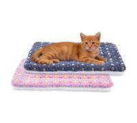 MORA PETS 2Pcs 18" Cat Bed Mat with Star Pattern, Short Plush Cat Cushion Pad for Indoor Cats, Washable Small Cat Blanket Bedding for Crate Carrier, Reversible Grey+Pink 45x37cm