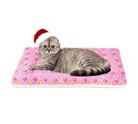 MORA PETS Cat Bed for Indoor Cats Washable Flat Kitten Bed Blanket Soft Warm Pet Pad for 18 inch Cage Small Dog Bed Mat Mattress Puppy Crate Pillow Reversible Extra Small 45x37cm Pink