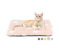 MORA PETS Cat Bed Mattress Small Flat Dog Crate Mat 56 x 33cm Washable Pet Bedding Soft Puppy Cushion Anti-slip Kitten Bed Puppy Pillow Pad with Star Pattern Pink