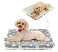 MORA PETS Small Dog Bed 24 Inch Reversible Crate Mat for Dogs & Cats | Soft Fleece Pet Blanket with Star Pattern, Washable Cushion Bed for Small Dogs, Puppies, Indoor Cats, Grey 60x46cm