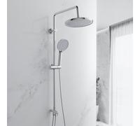MORADO Shower Riser Rail Kit with Round Overhead Rainfall Shower Head,Adjustable Handheld Shower with Rotating Bracket,Without Shower Mixer Included,Chrome