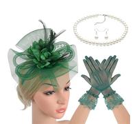 Morain 20s Fascinator Hat Hairband And Necklace Costume Set Hair Accessory For Horse Racing Event Cocktails Party Dressingup Costume Headwear