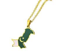 Morain Adjustable Chain Necklace Rustproof Steel Pakistan Map Necklace Silver/Gold Color Choker Ornament Hip Hop Decoration Pakistan Map Necklace