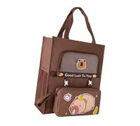 Morain Cartoon Print Canvas Bag with Side Pockets Students Books Bag Top Handle Detachable Pen Case School Supplies Students Books Cartoon Print Canvas Detachable Pen Case Top Handle