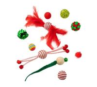 Morain Christmas Balls Toy Accessories Furry Pompoms Rattan Attachments For Indoor Cats Interactive