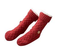 Morain Christmas Fleece Lined Thick Knitted Slipper Socks For Indoor Use Unisex Button Decors Fuzzy Floor With Grippers Warm Thermal