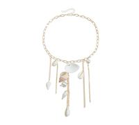 Morain Coastal Shell Tassels Drop Necklace Natural Conch Pendant Adjustable Chain Beach Vacation Jewelry Adjustable Jewelry