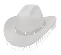 Morain Funny Party Hats Cowboy Hat For Womens Sparkle Western Hat Cowboy Rhinestones Tassels Costume Dress Up Rhinestones Cowgirl Fringed Western