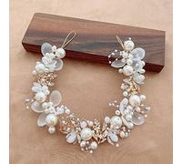 Morain Princess Head Hoop Girls Birthday Party Delicate Flower+Pearls Hair Jewelry Gorgeous Flower Girl Headdress Prom Dress Up Elegant Headdress