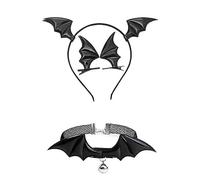 Morain Punk Headdress Bat Wing Halloween Pair Hair Clip + Choker + Hair Hoop Devil Wing Cool Girl Bat Theme Clips Bulk