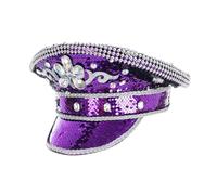 Morain Sequins Sergeant Hat With Rhinestone Bridal Shower Hat Bachelorette Party Cosplay Bride Captain Hats Club Headdress Party Accessories
