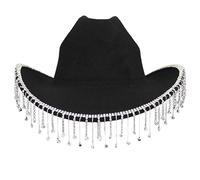 Morain Sparkling Crystal Cowboy Hat Tassels Crystal Wild For Bachelorette Party Cowboy Hat Disco For Actor Actress Disco Party Hats Adults