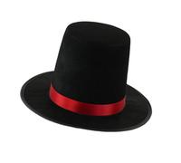 Morain Stylish Black Tall Hat With Ribbon Belt For Victorian Costume Event Halloween Party Gathering Dressingup Headwear Snowman Hat
