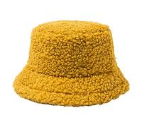 Morain Women Student Thicken Fuzzy Plush Bucket Hat Solid Color Winter Warmer Round Flat Top Wide Brim Sunscreen Fisherman Cap Bucket Hat Men