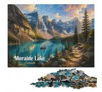 Moraine Lake Canada Landscape Art Wooden Puzzle 500 Pieces | Puzzle for Adults: tabletop activity for adults alone or together.