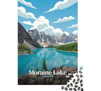 Moraine Lake Canada Landscape Illustration Jigsaw Puzzle, 1000 Piece | For a seasonal gift for jigsaw enthusiasts: Adult jigsaw puzzle with 1000 pieces offers a longer activity for the holidays.